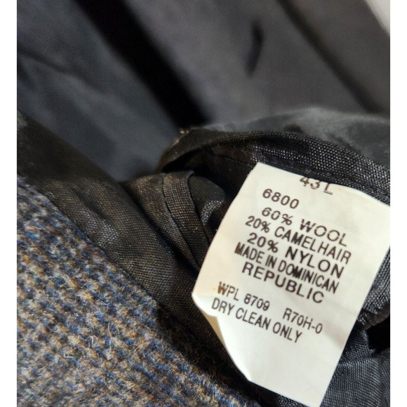 John Ashford $250 43L Blue Brown Gray Tweed Wool Blend Sport Coat Blazer - Picture 7 of 10